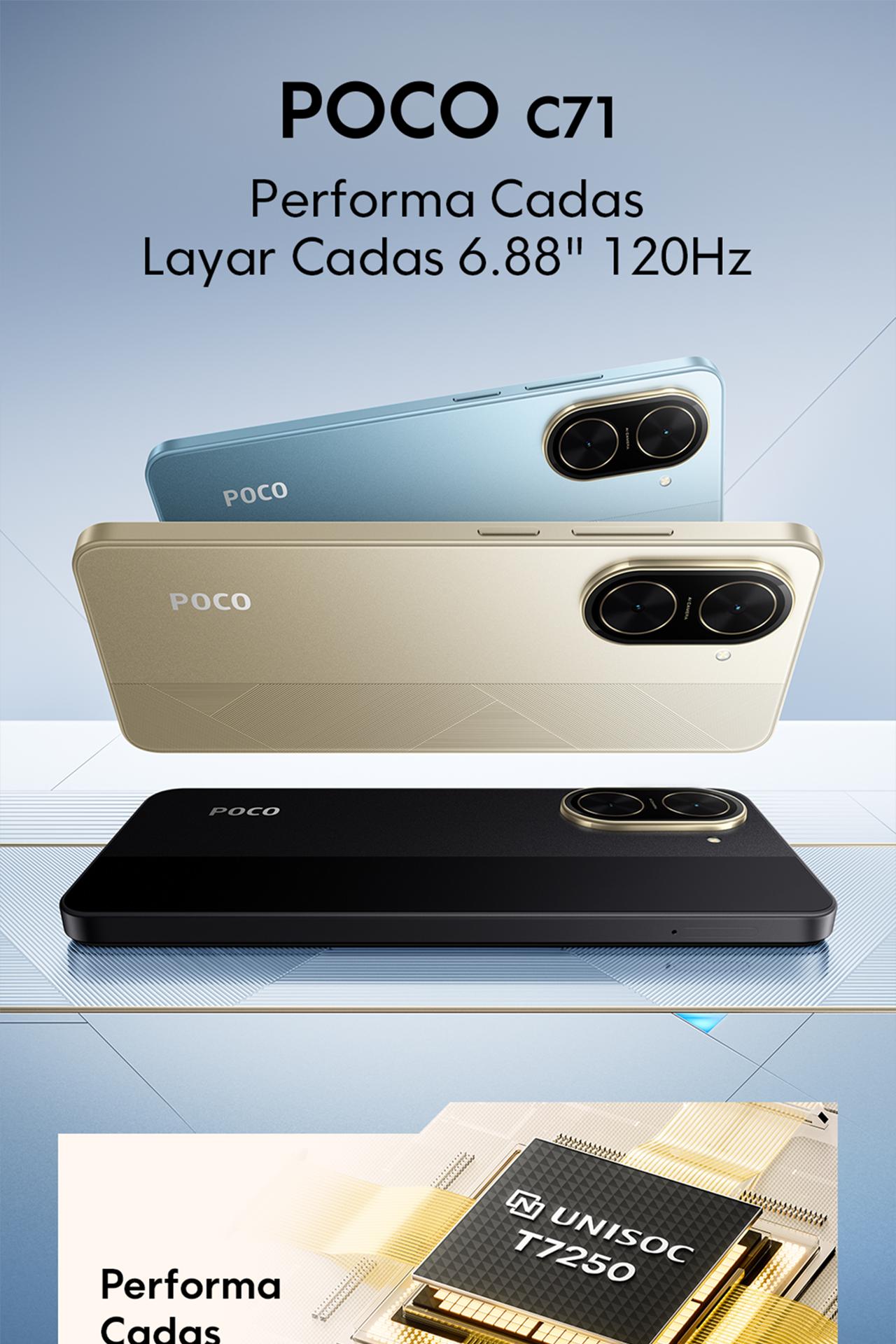POCO C71 (4+4GB/128GB) Performa Cadas | Layar Cadas 6.88" 120Hz | Baterai Cadas 5200mAh | Expansi RAM hingga 8GB dan storage 128GB | 15W Pengisian daya Cadas [Official Store]