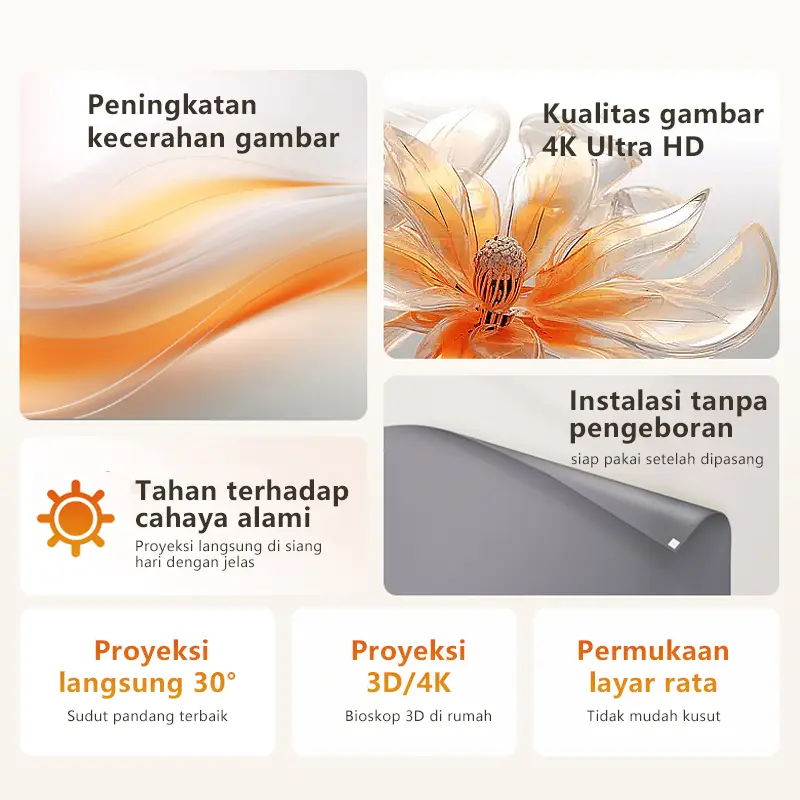 【PixGo SCREEN PROYEKTOR】layar proyektor kelas Anti Light Screen 100 Inch - Grey Accessories Home theater curtains Ultra-high-definition curtains Accessories 4