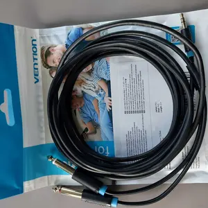 VENTION Kabel Aux Splitter 3.5mm to 2x 6.5mm TRS to TS Gold Plated Male Accessories Black