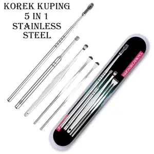 Pembersih Telinga Korek Kuping 5 IN 1 / Ear wax Stainless  Kotoran Removal Perawatan