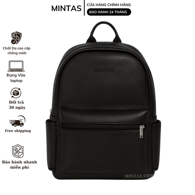 Balo Đen  Unnisex Cao Cấp Trượt Nước Logo  Tinh Tế. Cặp Balo Da Thời Trang Đa Năng, MINTAS2355. BALO da phân loại nhiều mẫu mã , mintas ,