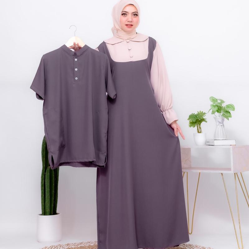 Ghania Set Couple Gamis Couple Satu Set Terbaru 2025 Material Tiffany Premium Lebaran 4