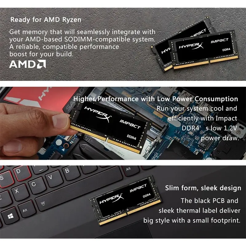 RAM DDR4 SODIMM chơi game, Kingston Hyperx, dành cho máy tính xách tay, bộ nhớ 8GB, 2666MHz,1pcs 1