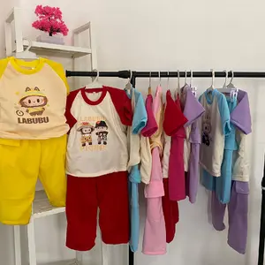 setelan baju labubu reglan anak celana cargo / setelan baju labubu viral / baju anak terkini usia 1-4th