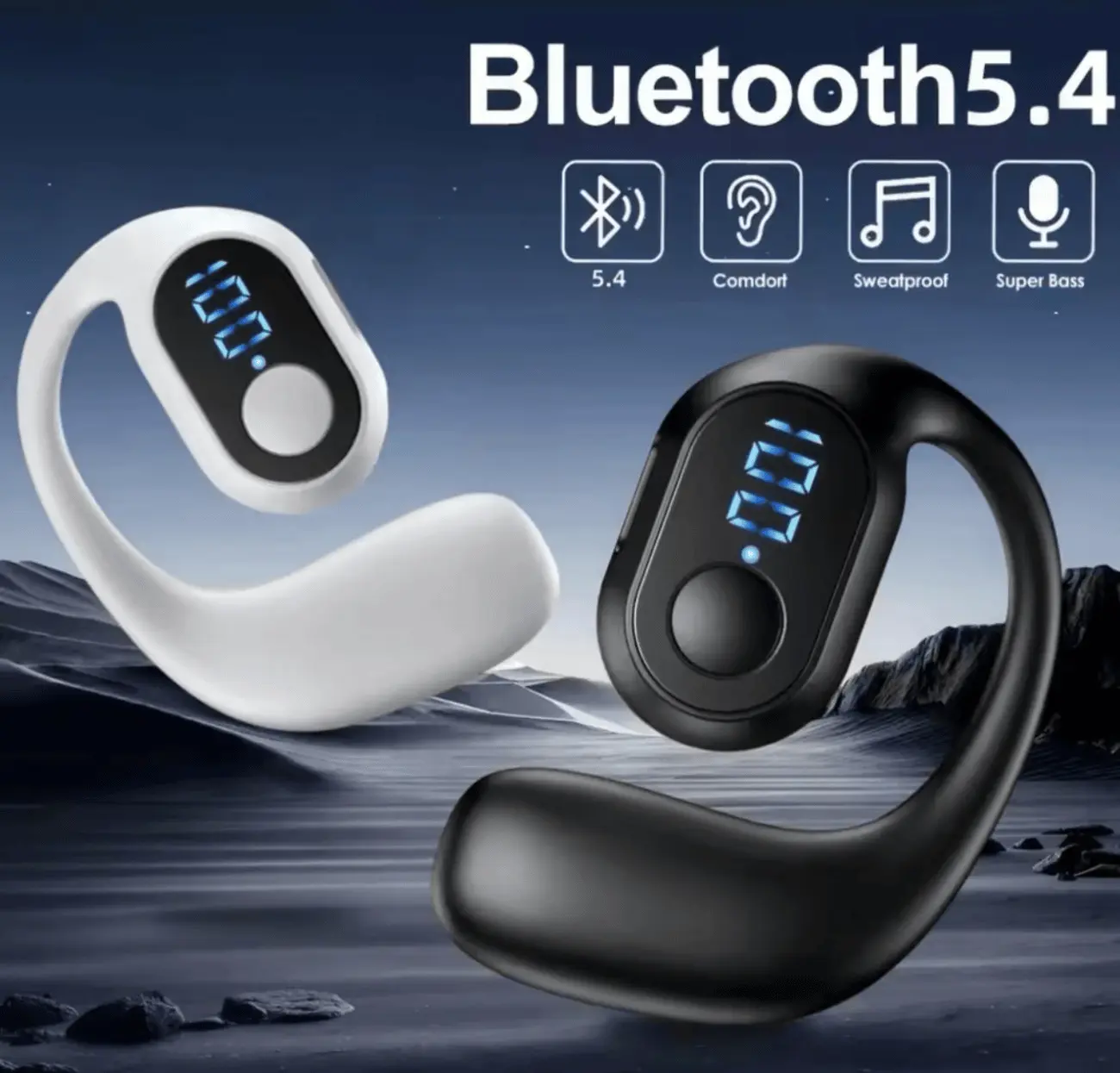 Headset Bluetooth G2 Single Earphone Wireless OWS Mini Bass LED Battery Display Noice Reduction