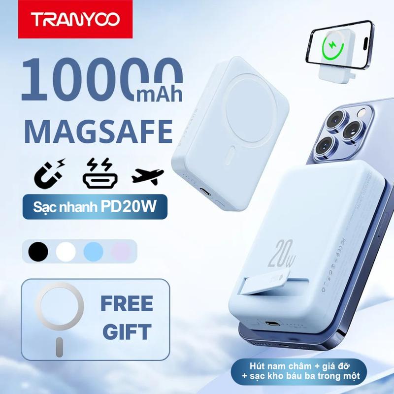 [TRANYOO] Sạc Không Dây Magsafe 10000mAh T-F25 Sạc Nhanh PD20W Hấp Thụ Từ Tính Có Chân Đế Phụ Kiện Sạc Pin【Chú ý đến mô tả sản phẩm 