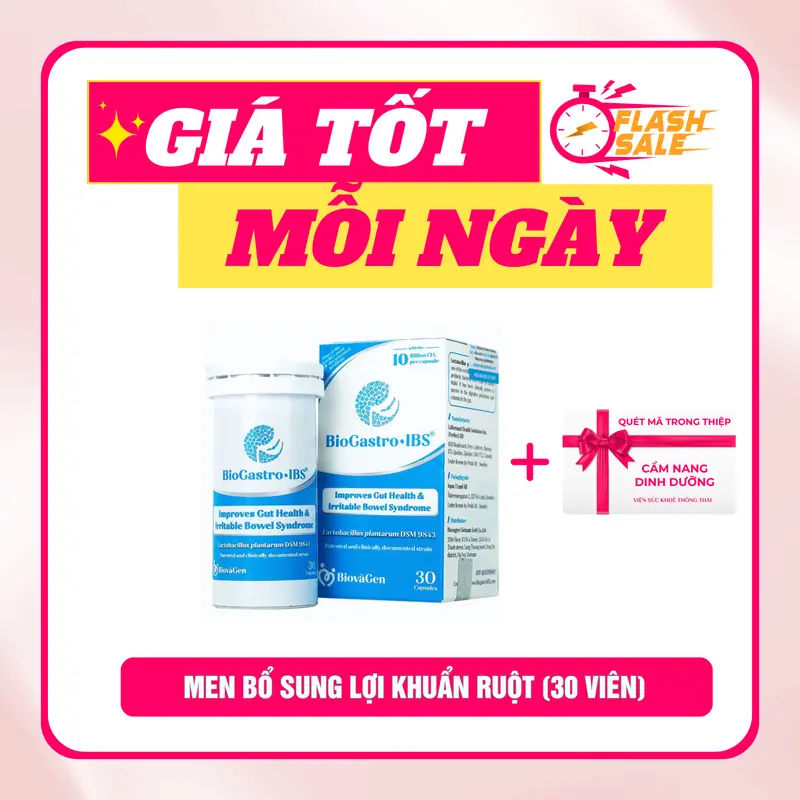 Men vi sinh BioGastro • IBS hỗ trợ cải thiện ruột kích thích, cải thiện sức khỏe đường ruột (Hộp 30 viên)  + Cẩm nang dinh dưỡng 1