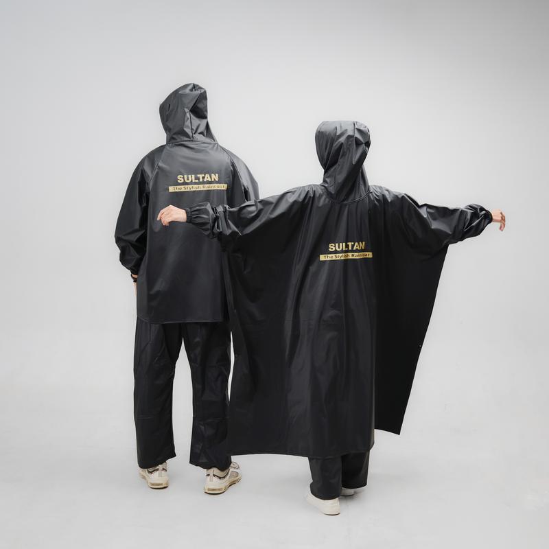 Jas Hujan Motor Ponco  Pria Wanita Model Ponco Kelelawar Tahan Air PVC 25 Anti Rembes Warna Krem HItam Army tahan air sym-black-l Foldable Beige 4