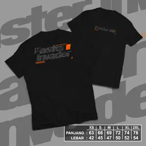 Kaos Faster Invader Logo Design Black Fstr 415 kaos distro pria wanita unisex kaos racing hitam