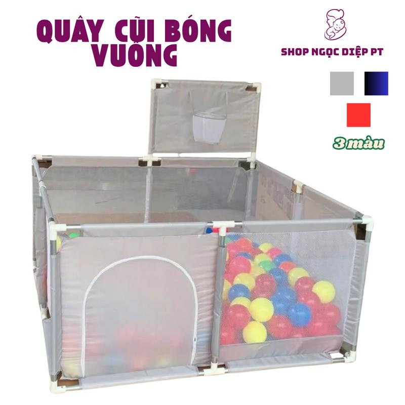  Quây bóng Vuông rào chắn quây cũi cho bé có ném bóng rổ tặng 10 bóng khung kim loại chắc chắn  kt 1m28x1m28  to rộng thoải mái cho 4 bé chơi cùng  Đồ Chơi cautru otchobe không xanh đậm rào chắn 