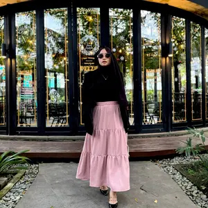 [ KAZUE.id ] Rok Sasi crinkle airflow jatuh lembut Wanita