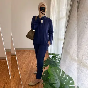 Setelan Wanita Bahan Rayon Oneset Premium Piyama Wanita Bisa COD Lengan panjang Baju Busui Kancing Atasan