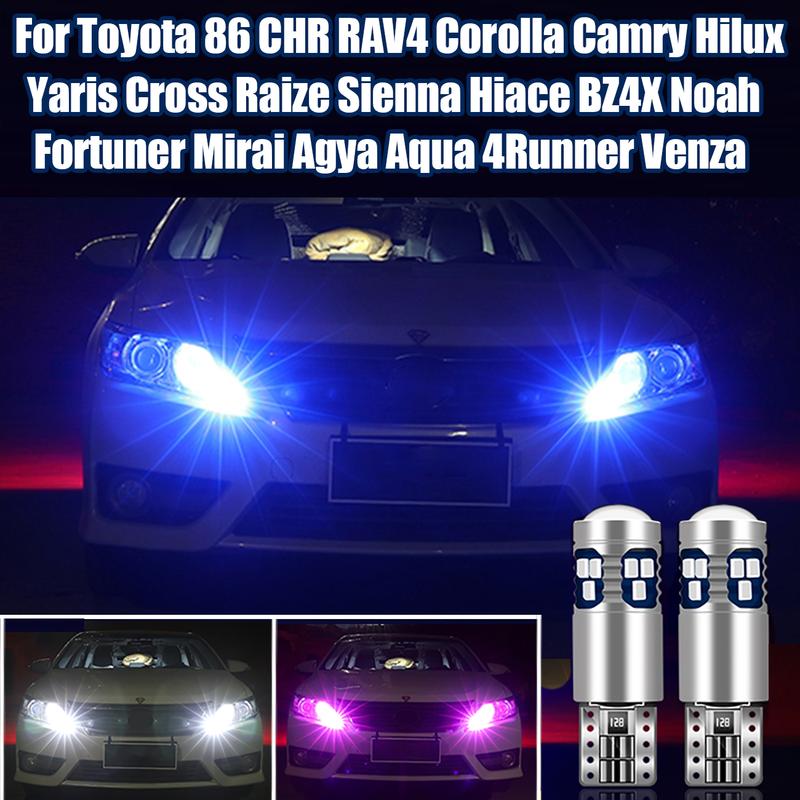 2PCS T10 W5W LED Bulbs For Toyota 86 CHR RAV4 Corolla Camry Yaris Cross Hilux Raize Sienna Hiace BZ4X Fortuner Mirai Agya Aqua 4Runner Venza Noah 2002 - 2019 2020 2021 2022 2023 2024 Car Clearance Lights Position Parking Lamps 0
