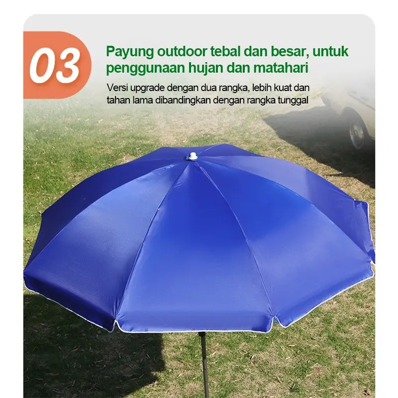 Tenda Payung Event Pantai Cafe 240 cm Dua Lapis Dobel Jari Jumbo Anti UV Anti Angin 5