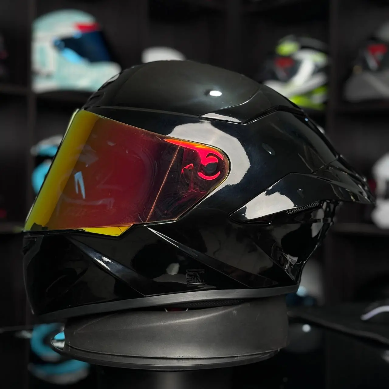 Helm Full Face MLA TTC Crypthon Solid Terbaru Black Glosy Visor Red Gold (SNI) Helm Dewasa Pria Dan Wanita Bisa Cod