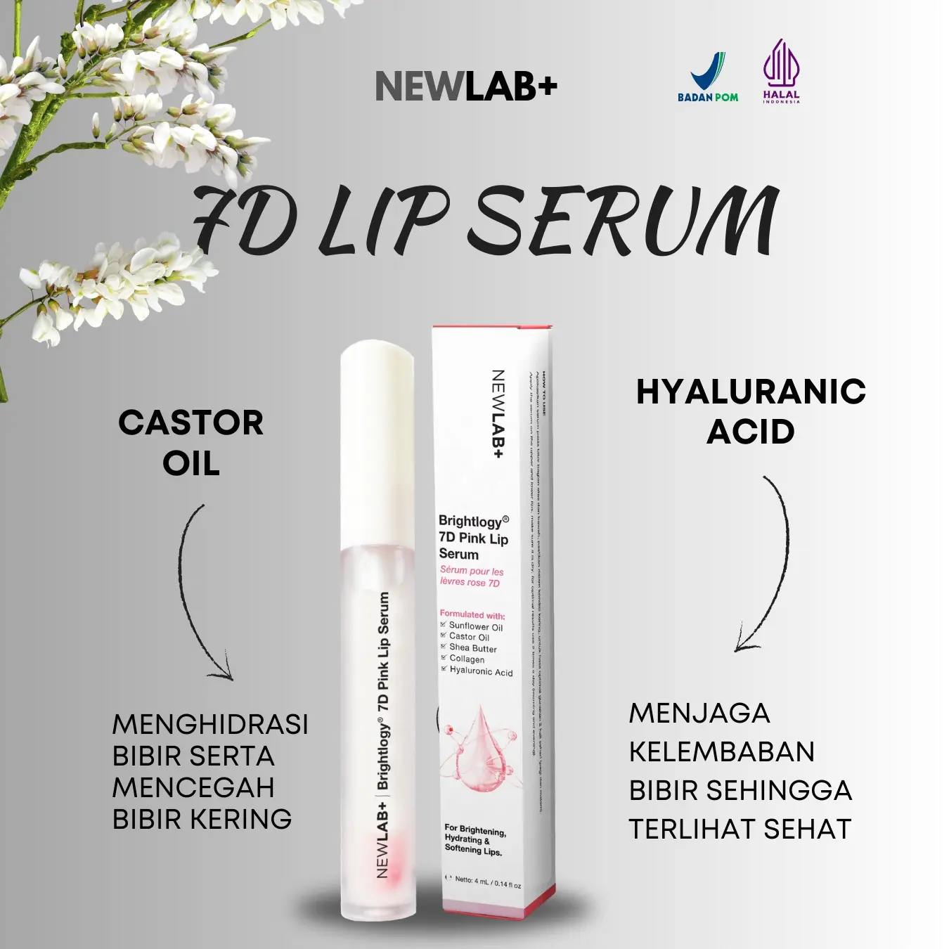 NEWLAB 7D Pink Lip Serum | Pemerah Bibir | 4ml - Pencerah Bibir Kering