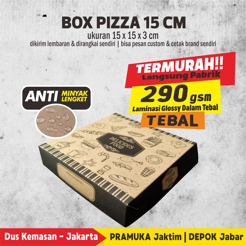 BOX PIZZA 15X15X3 CM KRAFT LAMINASI ( ISI 5 PCS ) 0
