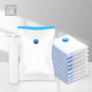 Dr.Storage Plastik Vacuum Polos Biru Basic Kantong Pakaian Travel Transparan Anti-air Dipakai Berulang PV002N