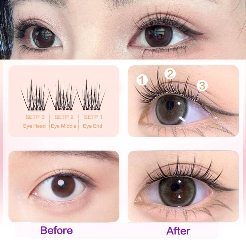 Product Introduction of FindLove Camellia Glue Free Eyelash Pre-Bond Technology  No Glue Needed  DIY Eyelash  1-Step Press On Lashes Self Adhesive Reusable Natural Segmented  Long Lasting  Eyelash Extensions gluefree lashes Cosmetic free Tweezer  Self-Adhesive C Curl Lashes 42