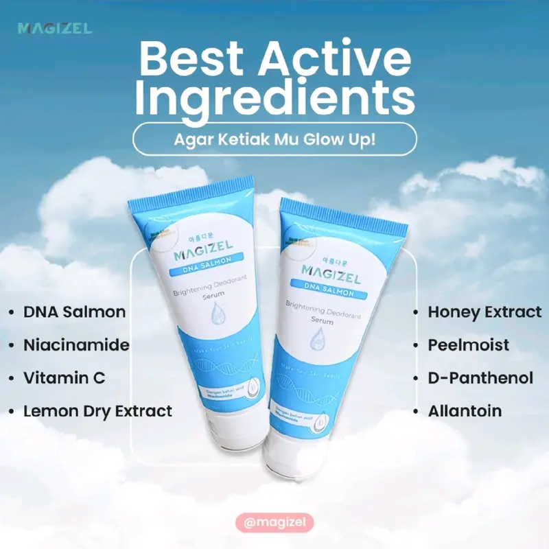 MAGIZEL DNA SALMON BRIGHTENING DEODORANT SERUM Antipespirant Niacinamide Lemon Bau Ketiak Pencerah 3