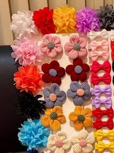 Set de 30 piezas de Pasadores para el cabello con moño y flores aleatorios, perfectos para salidas casuales y uniforme escolar, regalo ideal para peinados lindos de niñas