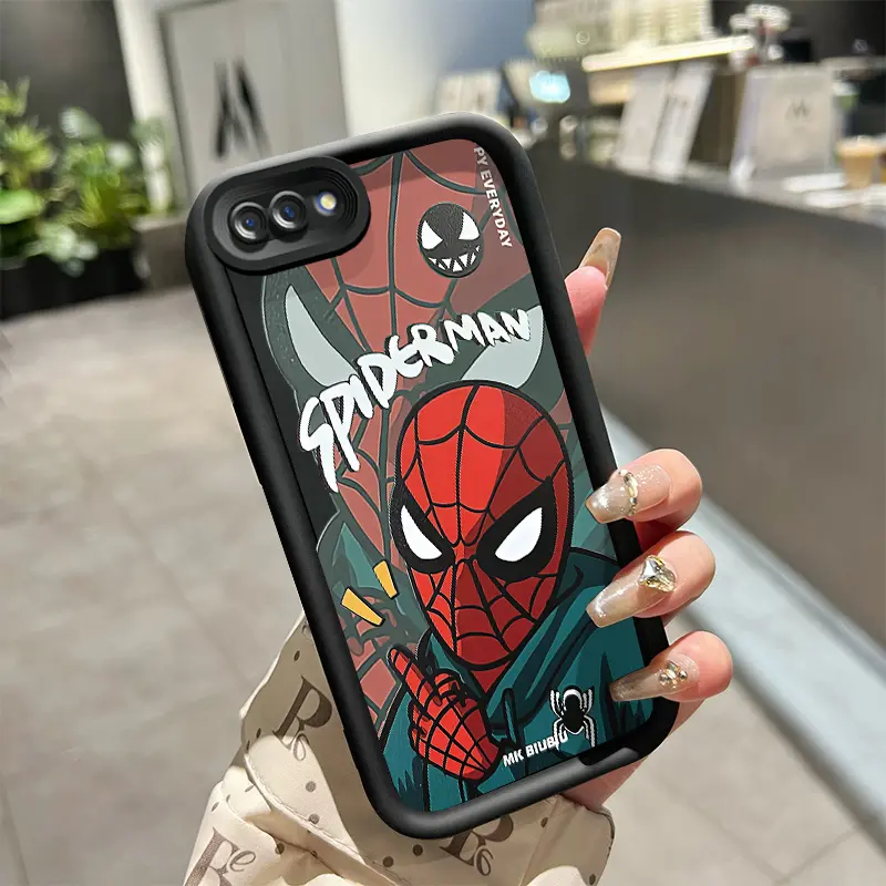 Casing Hp Untuk OPPO A5 A3s A12E Realme C1 Case HP Casing pola Spider-Man Kasing Softcase Silikon lunak Cesing Anti Drop Kesing