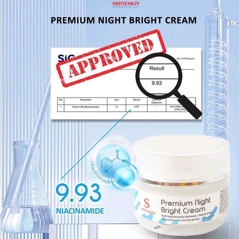 Shineskin Premium night brightening cream Mencerahkan  Wajah Niacinamide 6