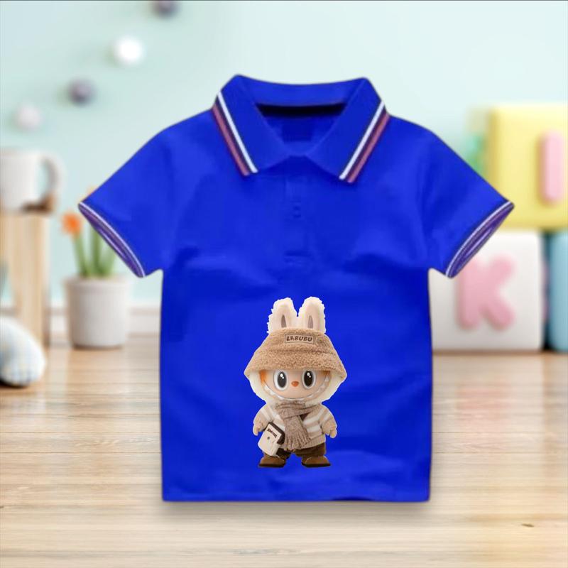 Atasan Kerah Wangki Anak Usia 2-10 Tahun Gambar Labubu Viral Baju Fashion Anak Tangan Pendek 8