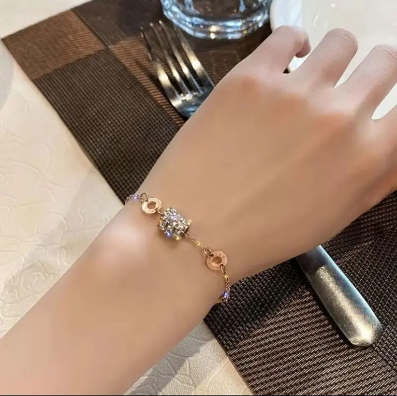Gelang Tangan Titanium Wanita Liontin Mutiara Romawi Anti Karat Dan Tidak Luntur Premium Import 4