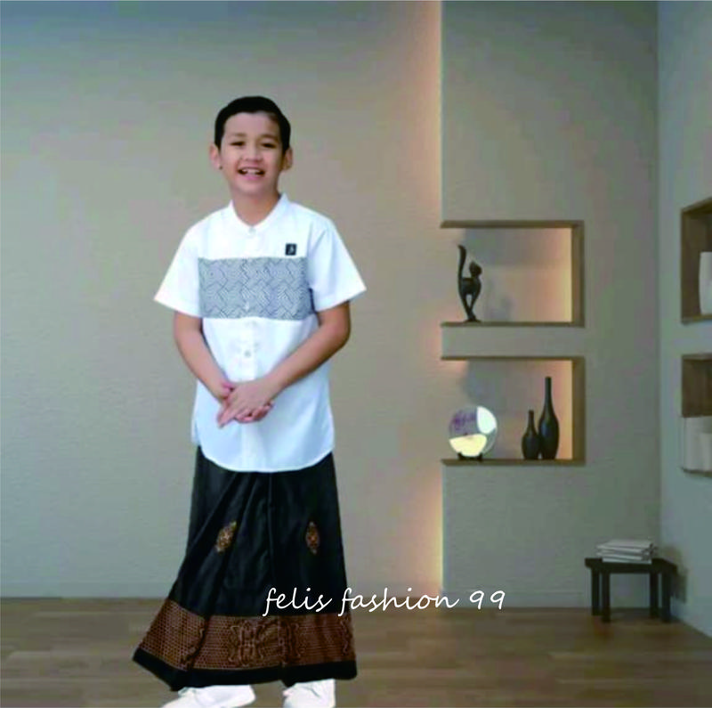 Felis fashion 99 - Setelan sarung dan baju koko anak laki-lakipaket lengkap sarung dan baju koko anak laki-laki Katun Muslim 0