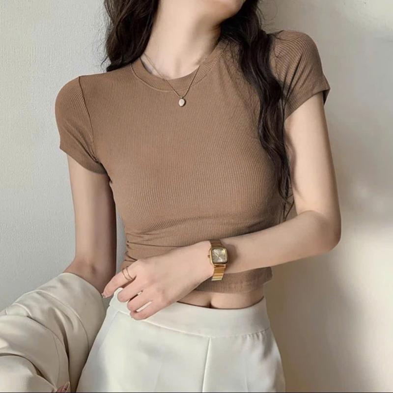 [ Deal Mở Bán ] Áo thun cổ tròn ôm body , chất tăm lạnh co giãn 4