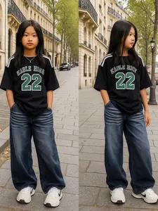 Unisex Celana Skena Anak Jeans Panjang Baggy Loose Gombrang Korean Style Polos Hitam Fashion Usia 3-13 thn Nyaman dan Modis Kekinian dengan Desain Baggy Loose pants dan Pinggang Full Karet