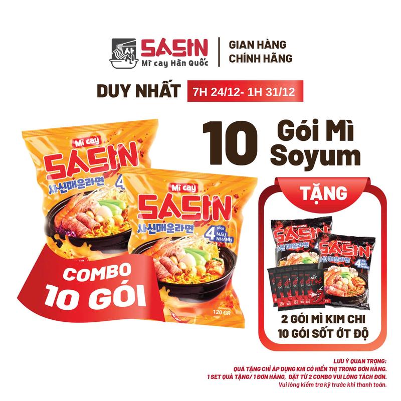  Mì cay Sasin vị soyum  Combo 10 gói mì soyum + 10 gói xốt ớt độ  BSET0113 
