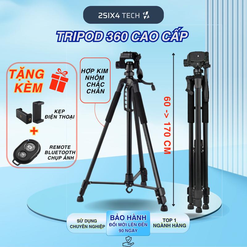   TẶNG REMOTE  Chân Quay Máy Ảnh Điện Thoại Tripod 360° Hợp Kim Nhôm Chắc Chắn Đầm Tay  Quay 360° 264 Tech Phụ Kiện Selfie 