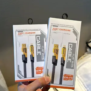 COD Kabel Data 4 in 1 Fast Charging 65W Max Type-C &  lighting Anti Overheat & Overcharge Hitam Kombinasi Kuning Futuristik 4 in1