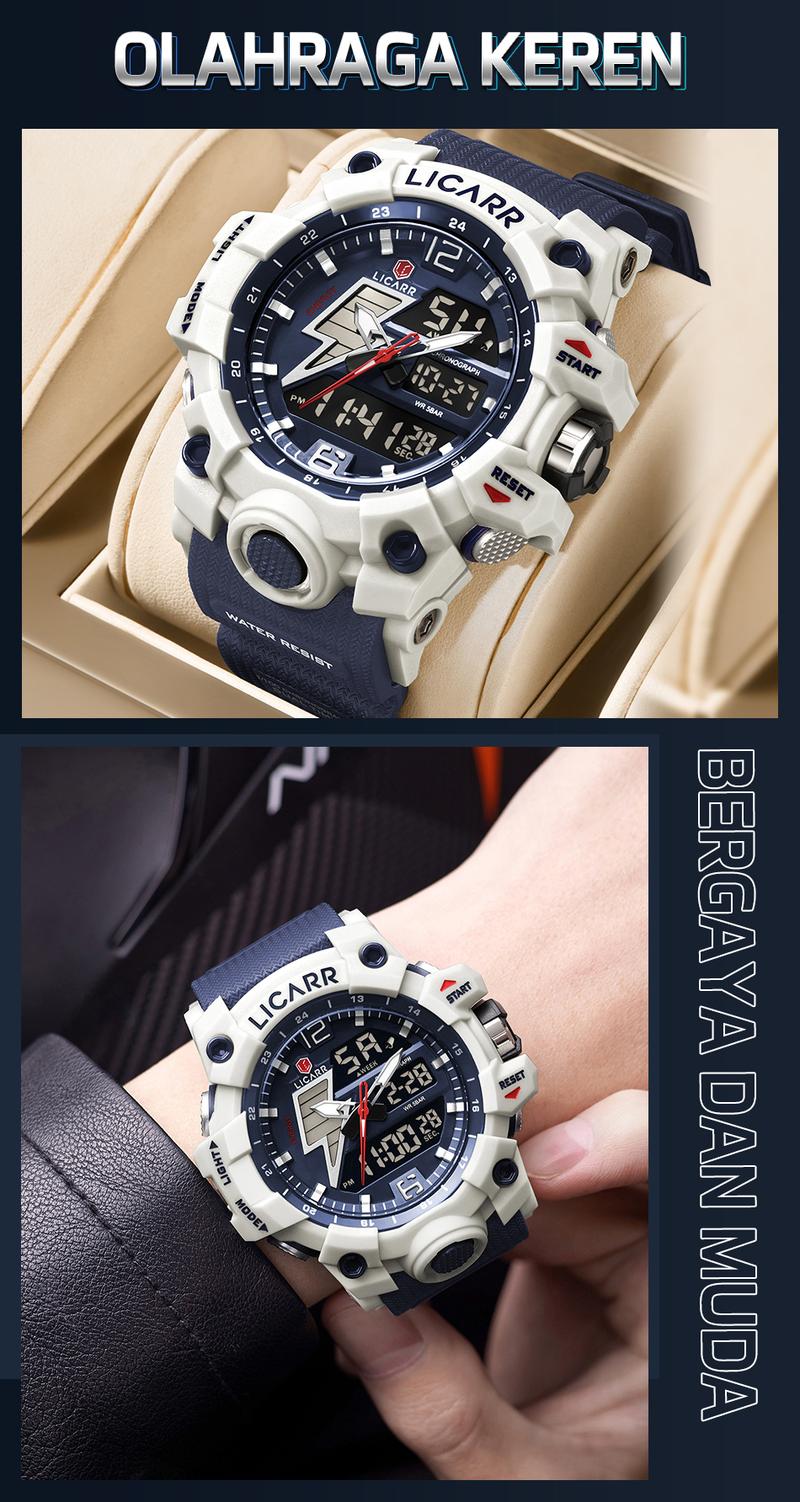 Product Introduction of LICARR Jam Tangan Pria Olahraga Analog-Digital Fashion Tahan Air Santai Kuarsa Jam Tangan Cowok Original Merek Stopwatch 9528 36