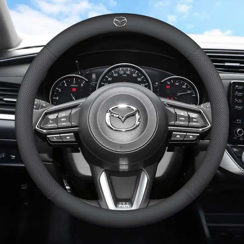 Bọc Da Thật Cho Vô Lăng Ô Tô, 38Cm, Thoáng Khí, Cho Mazda 2, 3, 6, CX3, CX-30, CX-5, CX-8, BT50, MX-5