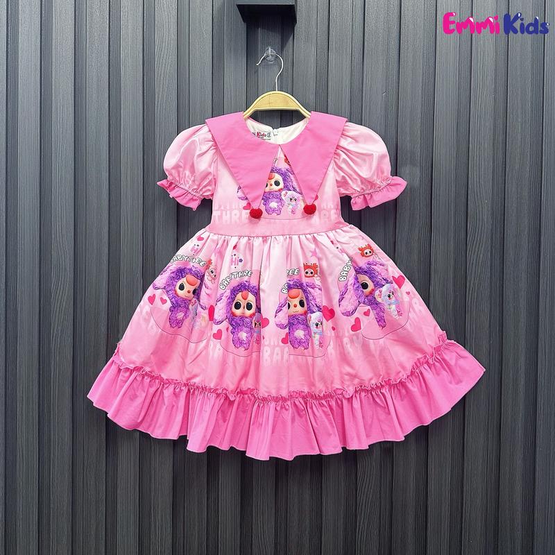 B91 -EMMIKIDS Đầm Giáng Sinh &Mặc Hằng Ngày LOLITA hoạ tiết BABYTHREE cho bé gái 10-34kg