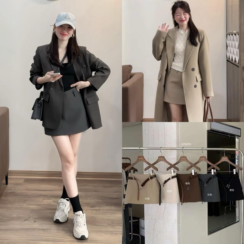 Chân váy chữ A dáng ngắn basic kèm đai QC - Chân Váy A Ngắn Trẻ Trung