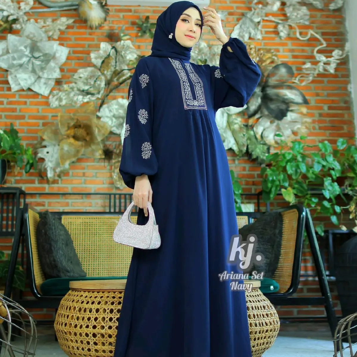 Gamis Pesta Ariana set Hijab Original Khadijah mode Bahan Ceruty Babydoll - Muslim, Wanita