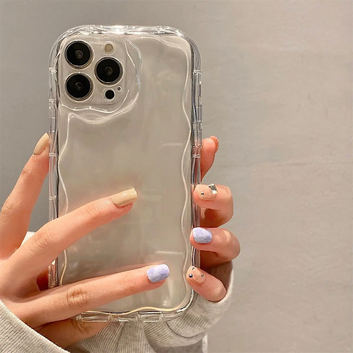 Cream Grain Advanced Simple Transparent Solid iPhone Case for iPhone15promax14Pro13/12/11/7/8plus/XR/xsmax New