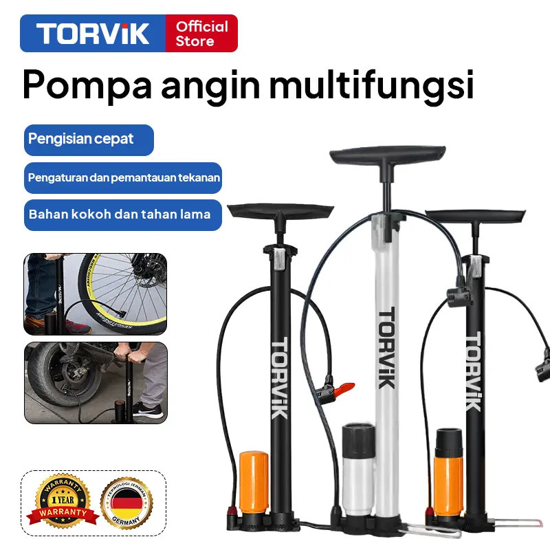 【READY】TORVIK Pompa Angin Ban 140 PSI Sepeda Motor Mobil Bola Balon / Pompa Multifungsi CAB 32/58 CM