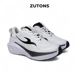 Zutons Racer Fast - Sepatu Olahraga Lari Unisex Pria Wanita Running Outdoor Jogging Putih Hitam Ultra Lightweight & Premium Breathability dengan Desain Modern dan Sol Anti-Slip
