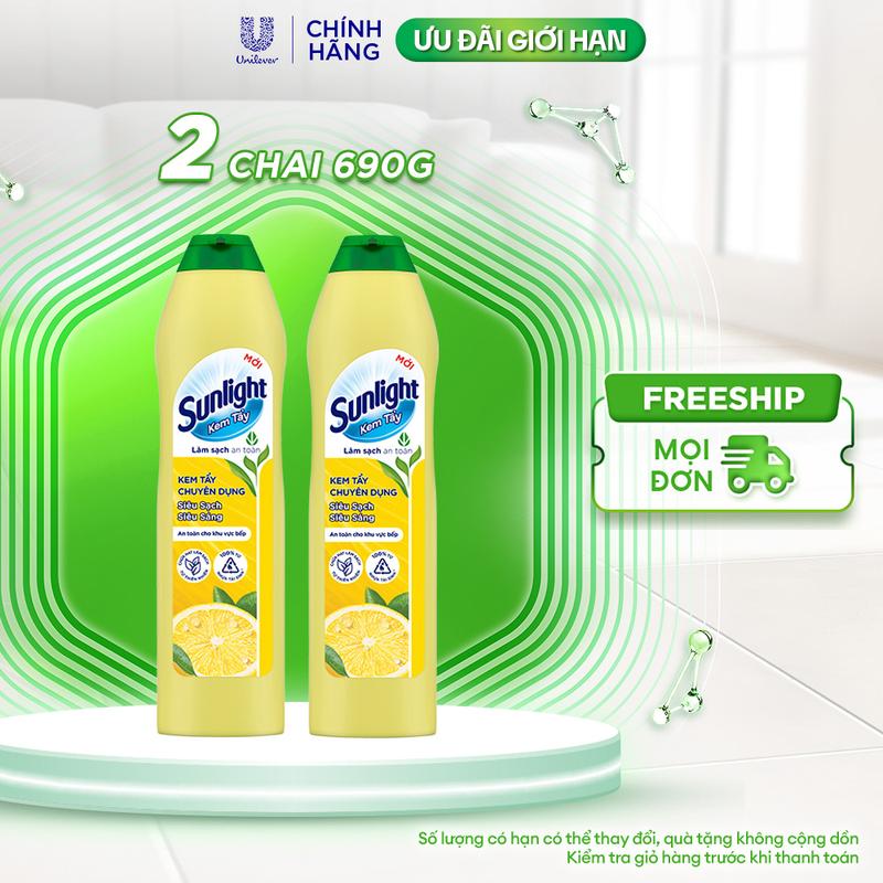 Combo 2 Kem tẩy chuyên dụng Sunlight | Siêu sạch Siêu sáng | Chai 690g