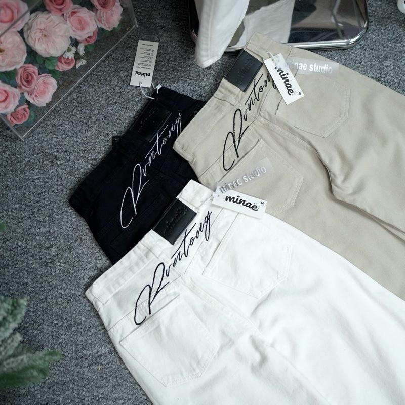 MINAE STUDIO Quần Jean Ống Suông Thêu Lưng Sau Nhiều Màu Vải Đẹp