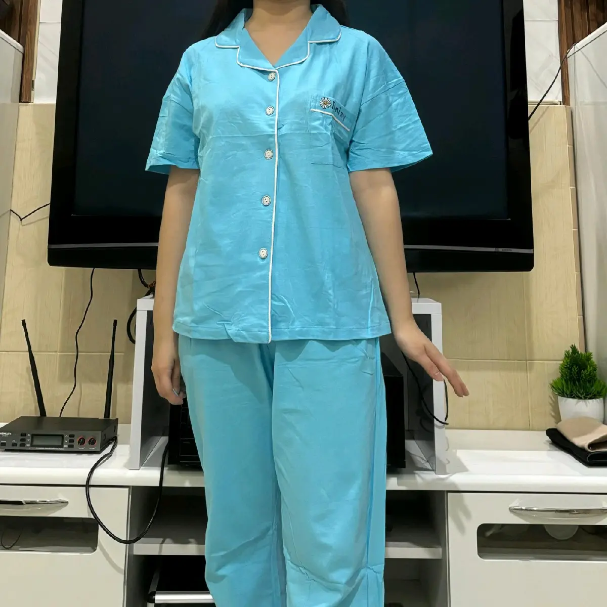 Setelan Kaos Import Piyama Celana Panjang Polos dan Kotak Cowok dan Cewek