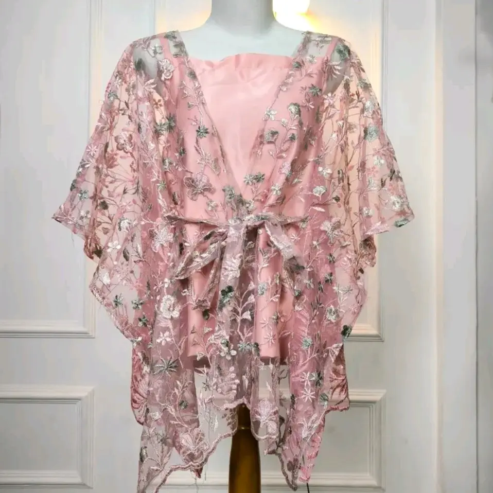outer cardigan kebaya bridasmaid tile bunga mutiara brokat tali pita kekinian