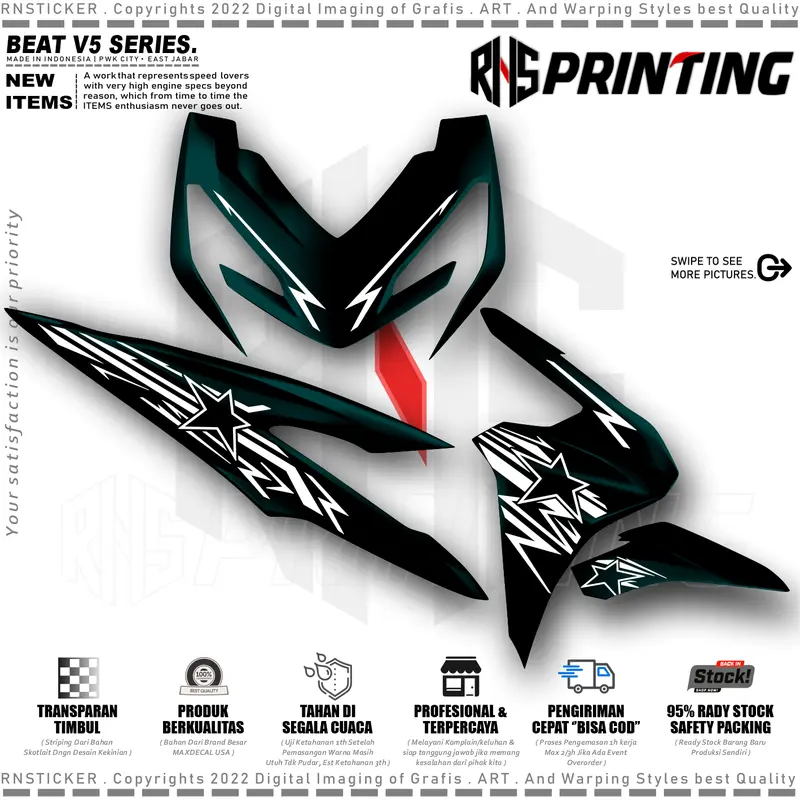 V6 CUTTING STIKER STRIPING VARIASI BEAT NEW TERBARU 2024 BEAT STRET DELUXE BINTANG TRANSPARAN STYLES Kendaraan Motor 7