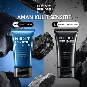 NEXTPRIME 2pcs| Low pH & Deep Cleaning set – Pembersih Wajah Pria Membersihkan & Mendetoksifikasi Kulit Lembut Menguatkan & Melindungi Skin Barrier Melembapkan Mengangkat Kotoran Polusi & Kulit Lembut & Segar Tanpa Rasa Ketarik