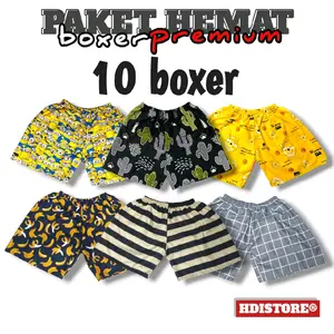 Paket 10 pcs celana pendek dewasa VIRAL !!! boxer murah berkualitas/boxer unisex/kolor murah motif santai muat BB 70KG bahan katun